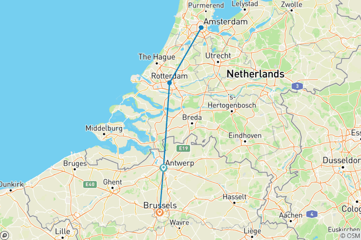 Kaart van De magie van de grachten: Van Amsterdam naar Brussel (haven-tot-haven cruise) - Ervaar de authenticiteit van Nederland en België