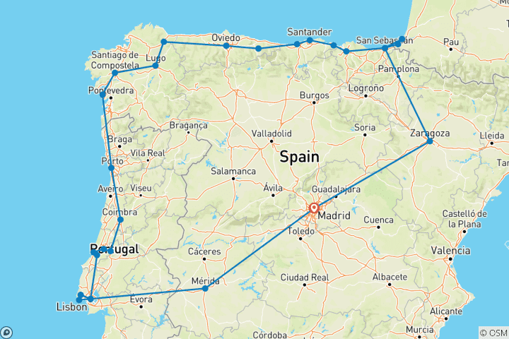 Kaart van Noord-Spanje & Portugal ontdekt (Superior) - 13 dagen