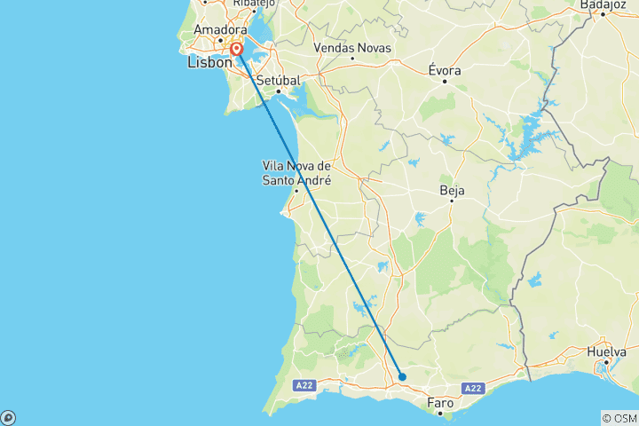 Mapa de Inolvidable Circuito de Golf en Portugal 10 Días /9Noches