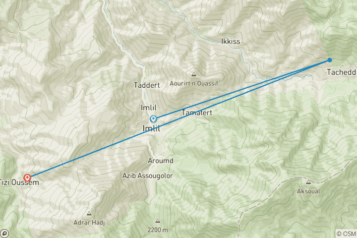 Karte von Trekking durch Berberdörfer im Atlasgebirge 3 Tage)