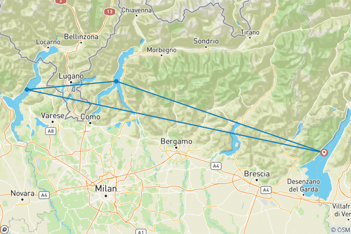 Carte du circuit Golf spectaculaire et merveilles panoramiques des lacs italiens 10 jours/9nuits