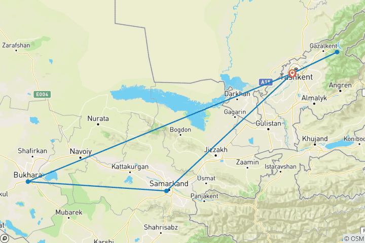 Carte du circuit Explorez le cœur de l'Ouzbékistan - 6 jours