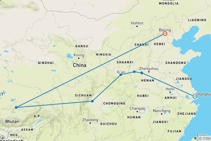 Map of Discover China and Lhasa (8 destinations)