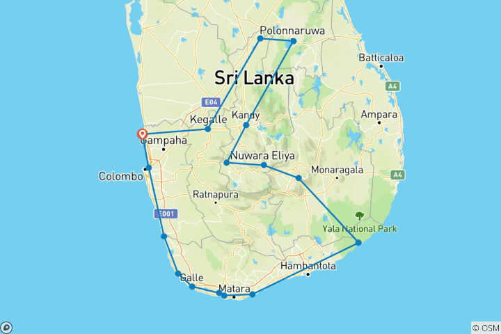 Karte von Zeitlose Wunder von Sri Lanka