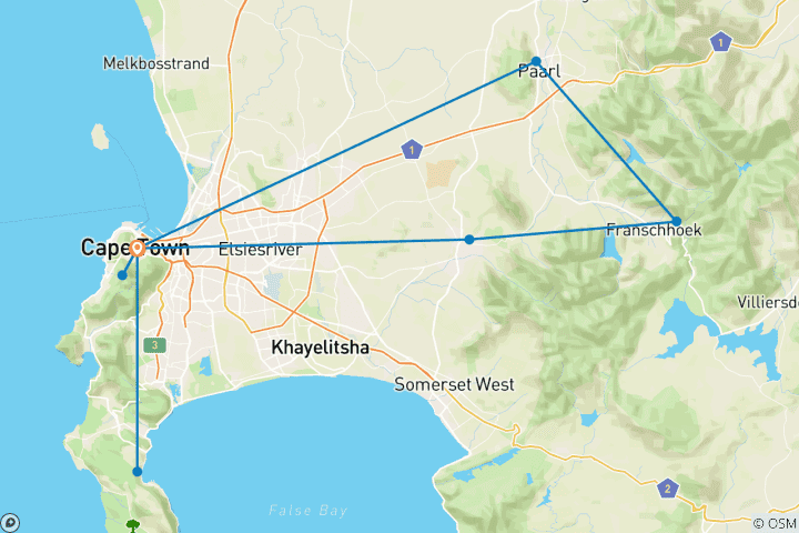 Kaart van Kaapstad & Kruger (Mantobeni Camp) - 9 dagen