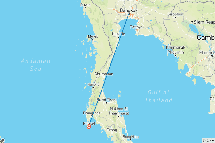 Kaart van Bangkok met Phuket - Eilandparadijs