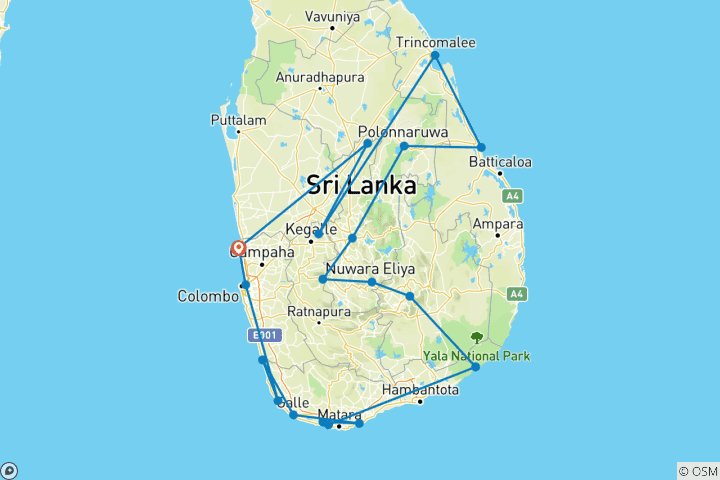 Map of Exquisite Sri Lankan Exploration