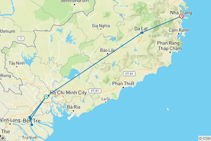 Karte von Vietnam Strandurlaub 8 Tage