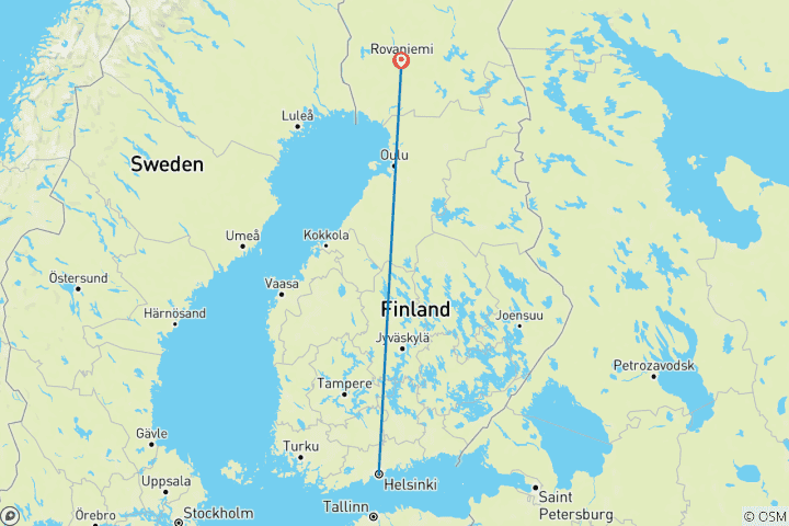 Carte du circuit L'hiver en Finlande - Laponie et aurores boréales