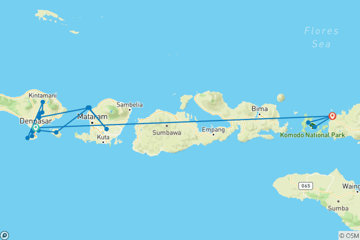 Carte du circuit 13 jours pour découvrir Bali, Lombok et Flores