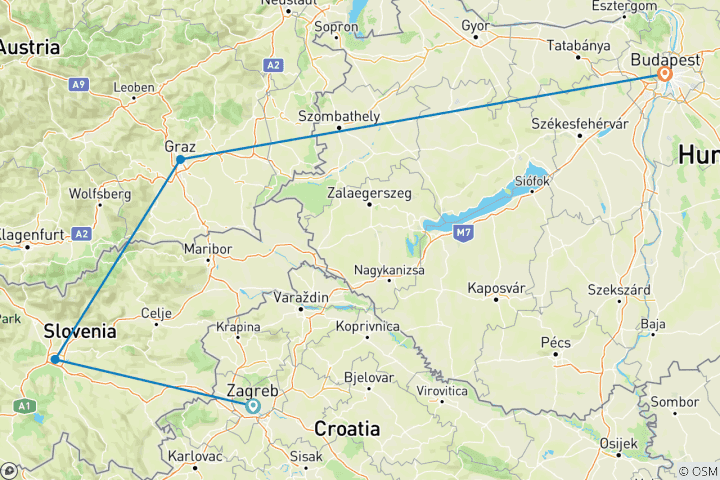 Carte du circuit Noël en Europe de l'Est : De Zagreb à Budapest