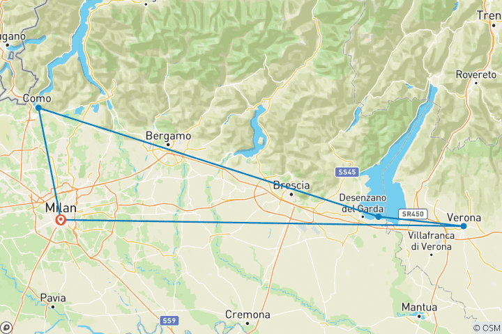 Karte von Die Wunder der italienischen Seen - 4 Tage