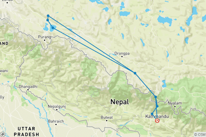 Karte von Luxuriöse Kailash Mansarovar Yatra - 15 Tage