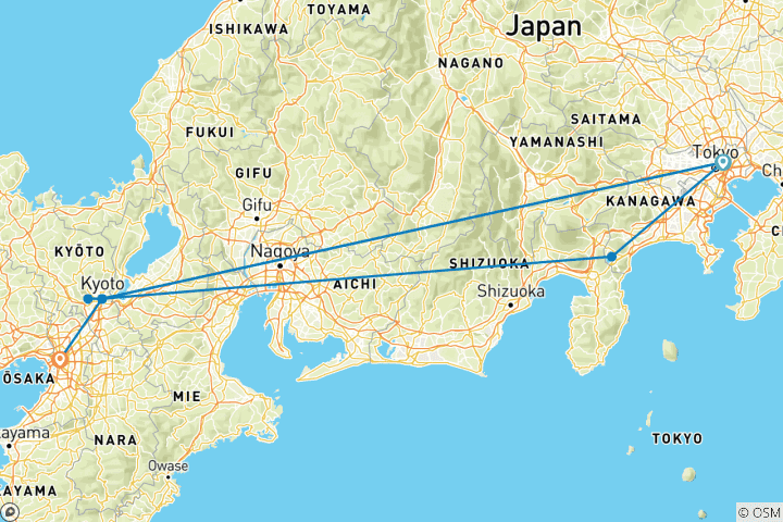 Carte du circuit Un Japon étonnant en 7 jours