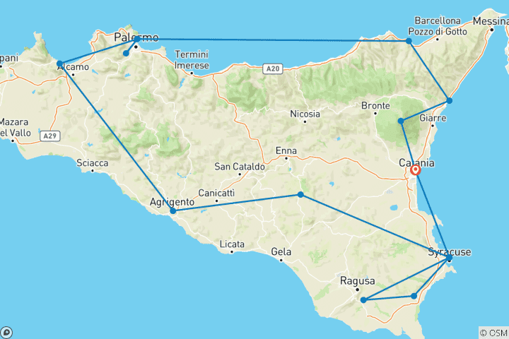 Kaart van Het beste van Sicilië - 8 dagen