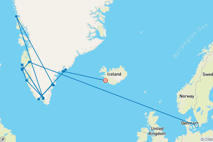 Mapa de Explorador de Groenlandia - M/V Ocean Albatros (Reverse Nl)