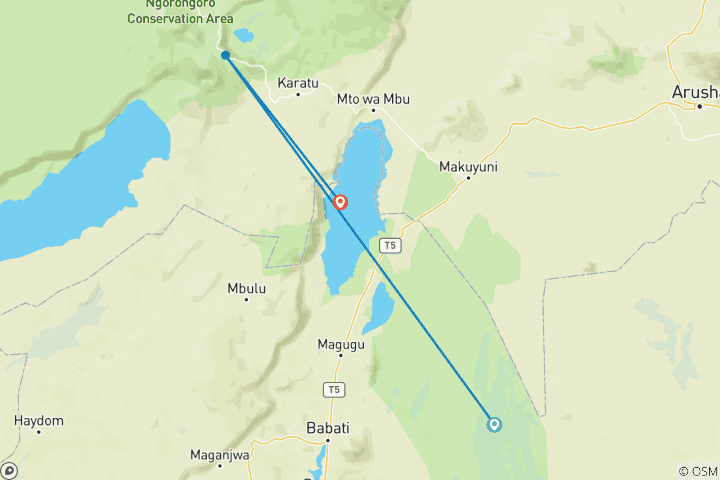 Kaart van 3-daagse Noordelijke Circuit Safari