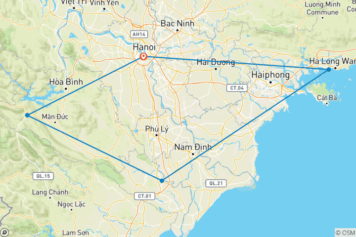 Kaart van 9-daags avontuur in Noord-Vietnam: Een perfecte mix van cultuur, natuur en avontuur