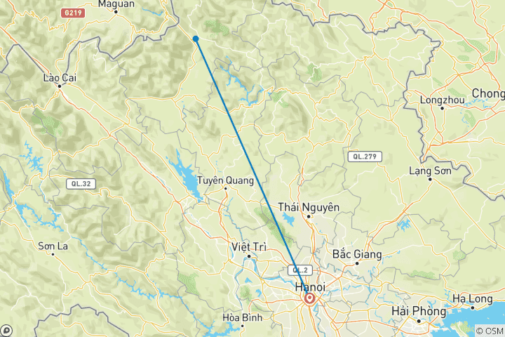 Carte du circuit Viet Nam Nord Aventure 5 jours 4 nuits Exploration des boucles Hanoi - Ha Giang