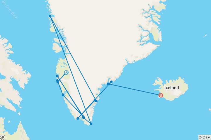 Mapa de Explorador de Groenlandia - M/V Ocean Albatros (Aurora Boreal)
