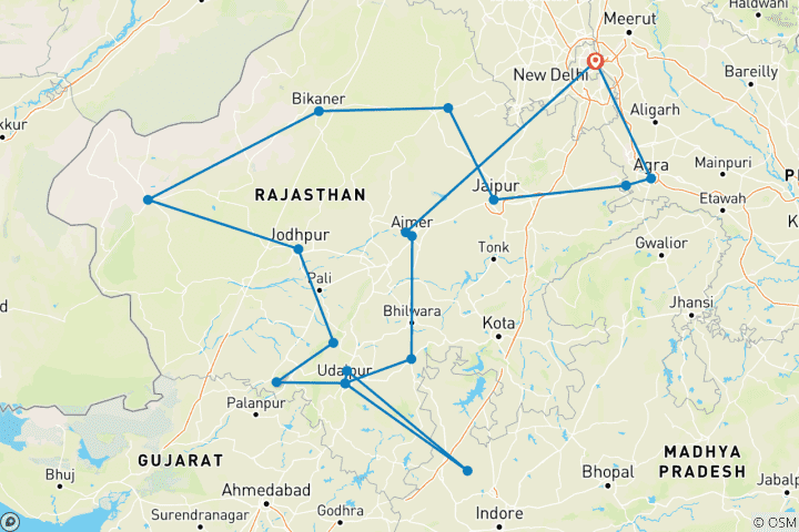 Kaart van Luxe Noord-India reizen