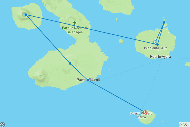 Map of Galapagos Angel - 8 days itinerary B