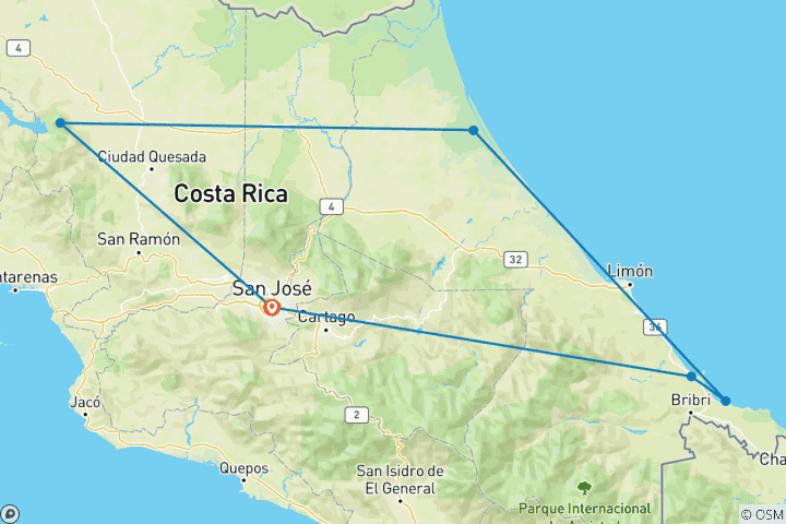 Carte du circuit Circuit de 9 jours au Costa Rica