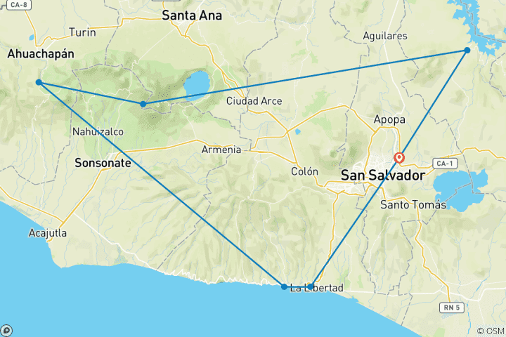Mapa de Lo Mejor de El Salvador 8 Días