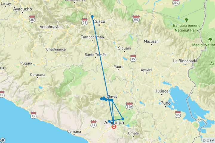 Karte von 4 Tage Arequipa & Colca Canyon Essential