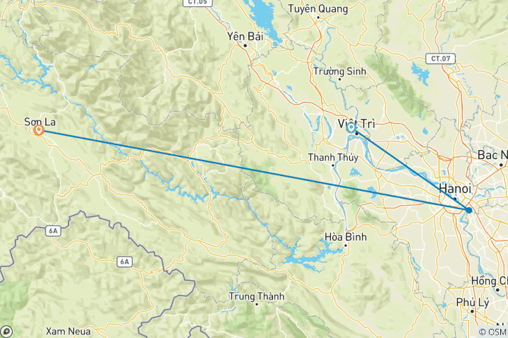 Mapa de Excursión Ha Noi - Ninh Binh - Bahía de Ha Long 4 Días 3 Noches