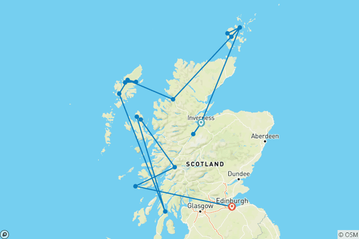 Carte du circuit Voyage spirituel de 12 jours à travers l'Écosse sacrée