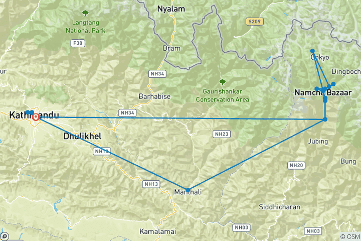 Map of Everest Treks in Comfort