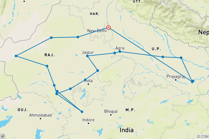 Karte von Luxus-Erlebnis in Nordindien