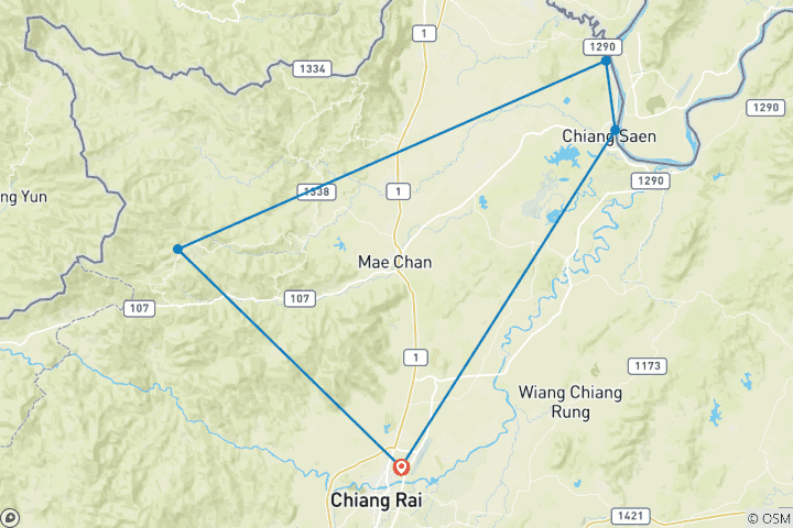 Map of Northern Thailand in 4 Days: Chiang Rai, Doi Mae Salong & Golden Triangle
