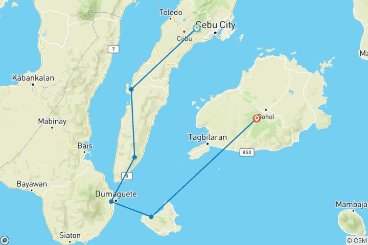 Carte du circuit 13 jours d'excursion sur les meilleures îles des Philippines (guide et chauffeur privés)customizable)