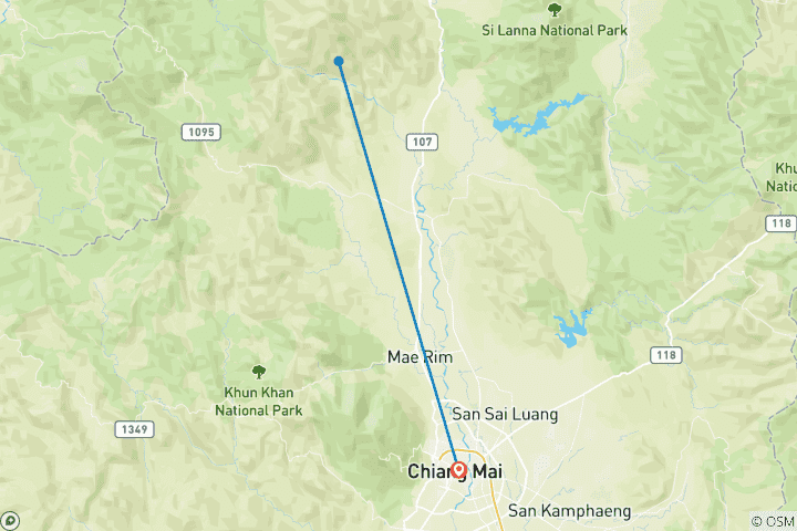 Mapa de Senderismo por Chiang Mai y el pueblo Lahu 3 días/ 2 noches