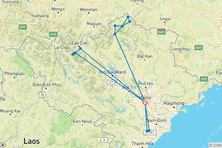 Map of Mountain Majesty: Vietnam's Most Breathtaking 10-Day Mountain Escape (Sapa, Ha Giang Loop, Ninh Binh Small Group tour)