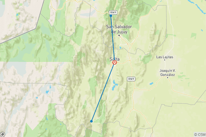 Carte du circuit Les fabuleux trésors naturels du nord de l'Argentine