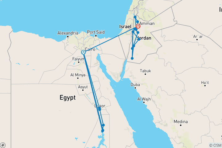Mapa de Económico - Explorador en Falucho y Totalmente Jordania - 14 días