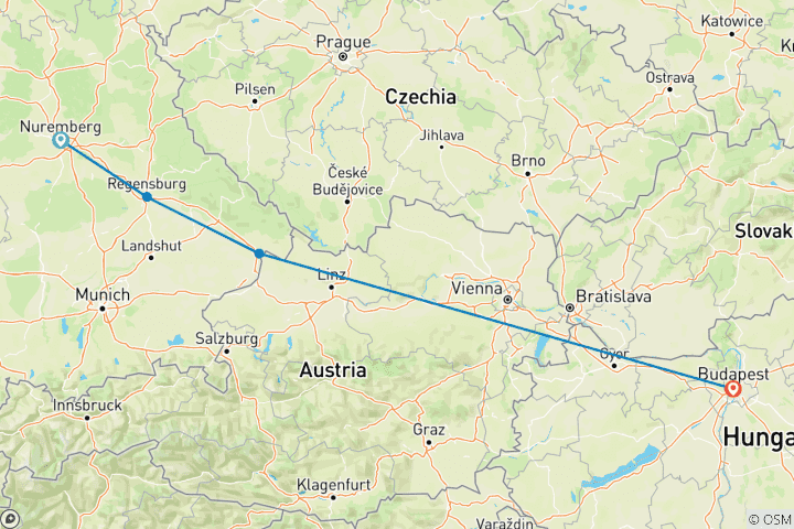 Map of Danube in Depth 2026 - 10 Days (4 destinations)