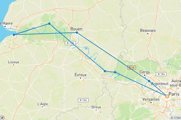 Karte von Höhepunkte der Normandie & der Seine - 8 Tage