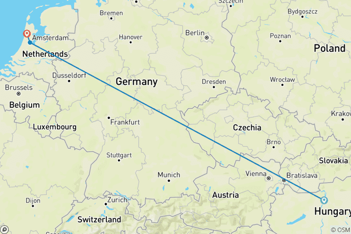 Carte du circuit Joyaux de l'Europe 2026|2027 - 15 jours (from Budapest to Alkmaar)