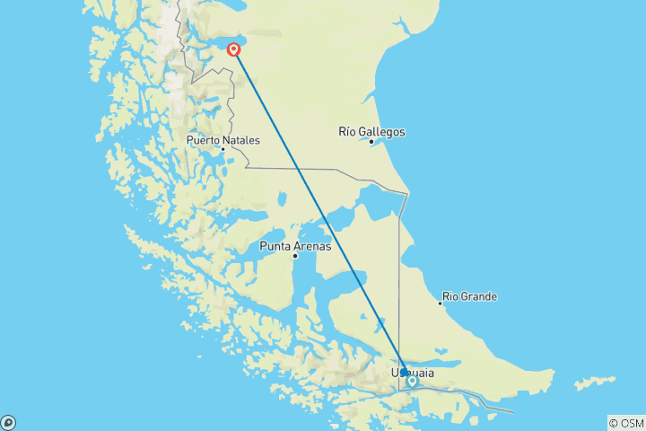 Carte du circuit Argentine - Ushuaia et Calafate - 6 jours
