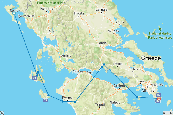 Carte du circuit 2025 Croisière Ionienne 2