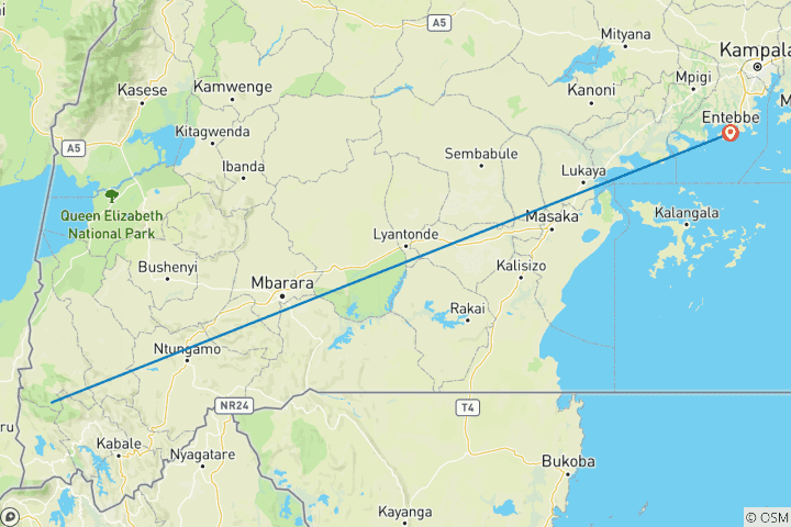 Map of 3-Day Uganda Fly to Bwindi-in Gorilla Tour