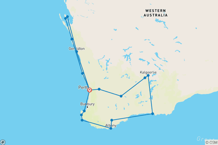 Karte von Wunder des Südwestens Perth Rückkehr 14 Tage - 2026 (2026)