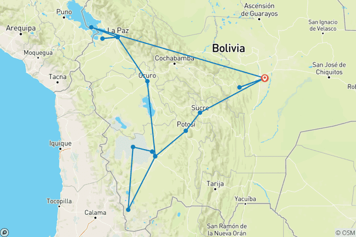 Mapa de Bolivia y el Carnaval de Oruro