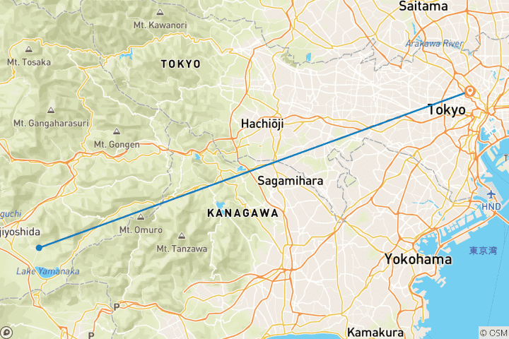 Carte du circuit Circuit de 5 jours au Japon