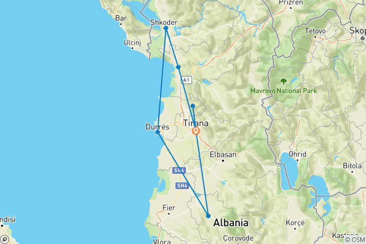 Carte du circuit Circuit de 5 jours : Découvrez le meilleur de l'Albanie