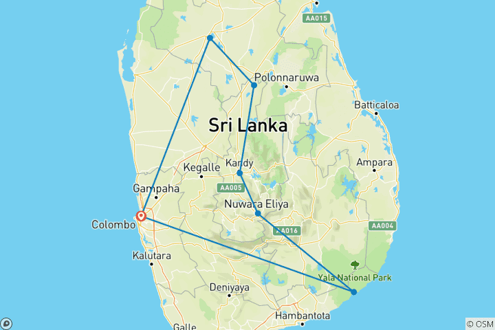 Karte von Schatze Sri Lankas